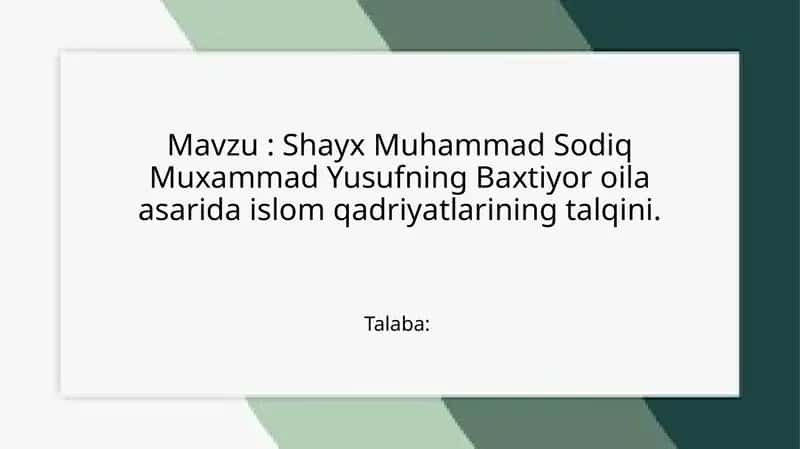 Islomiyoila tuzilmasi