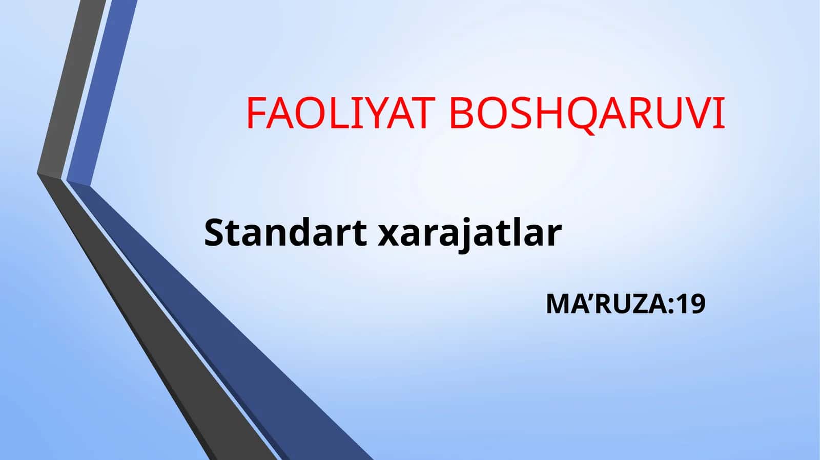 Standart xarajatlardan foydalanish