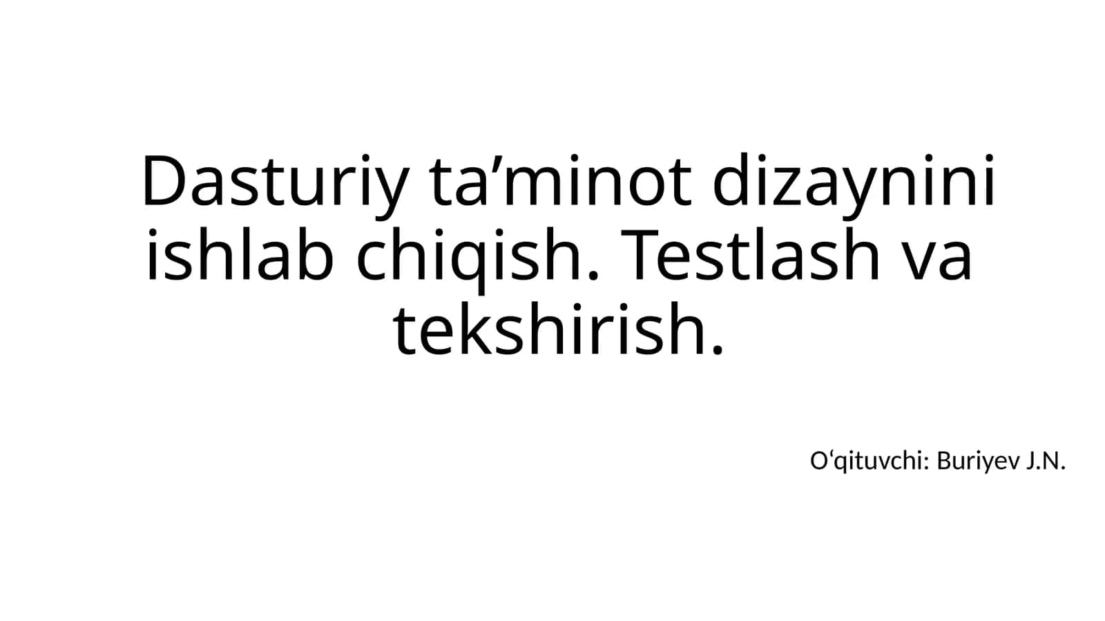 Dasturiy ta’minot dizaynini ishlab chiqish