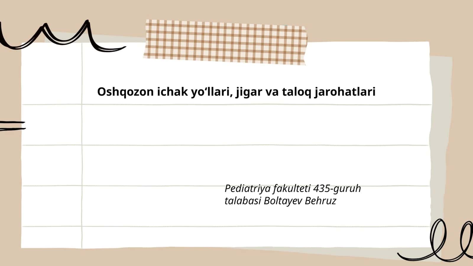 Oshqozon ichak yo‘llari, jigar va taloq jarohatlari