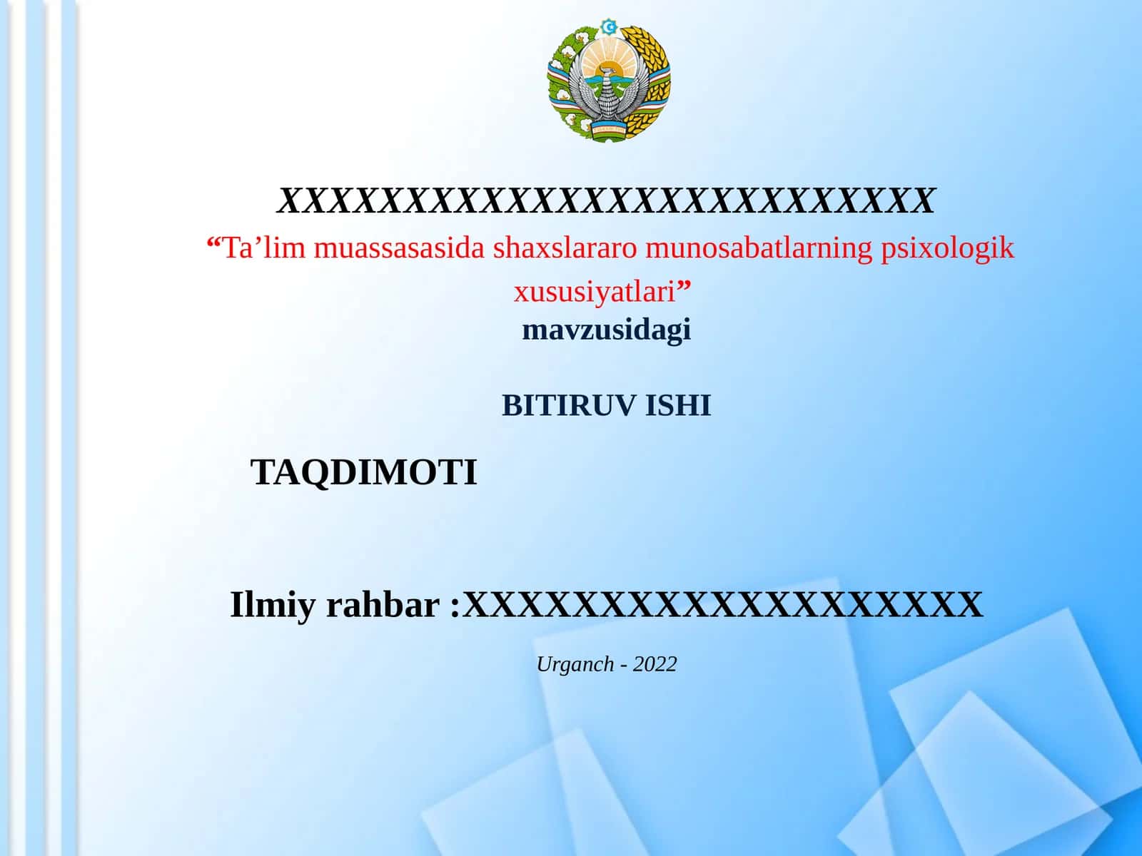 Ta’lim muassasasi darslari qismlarining psixologik xususiyatlari