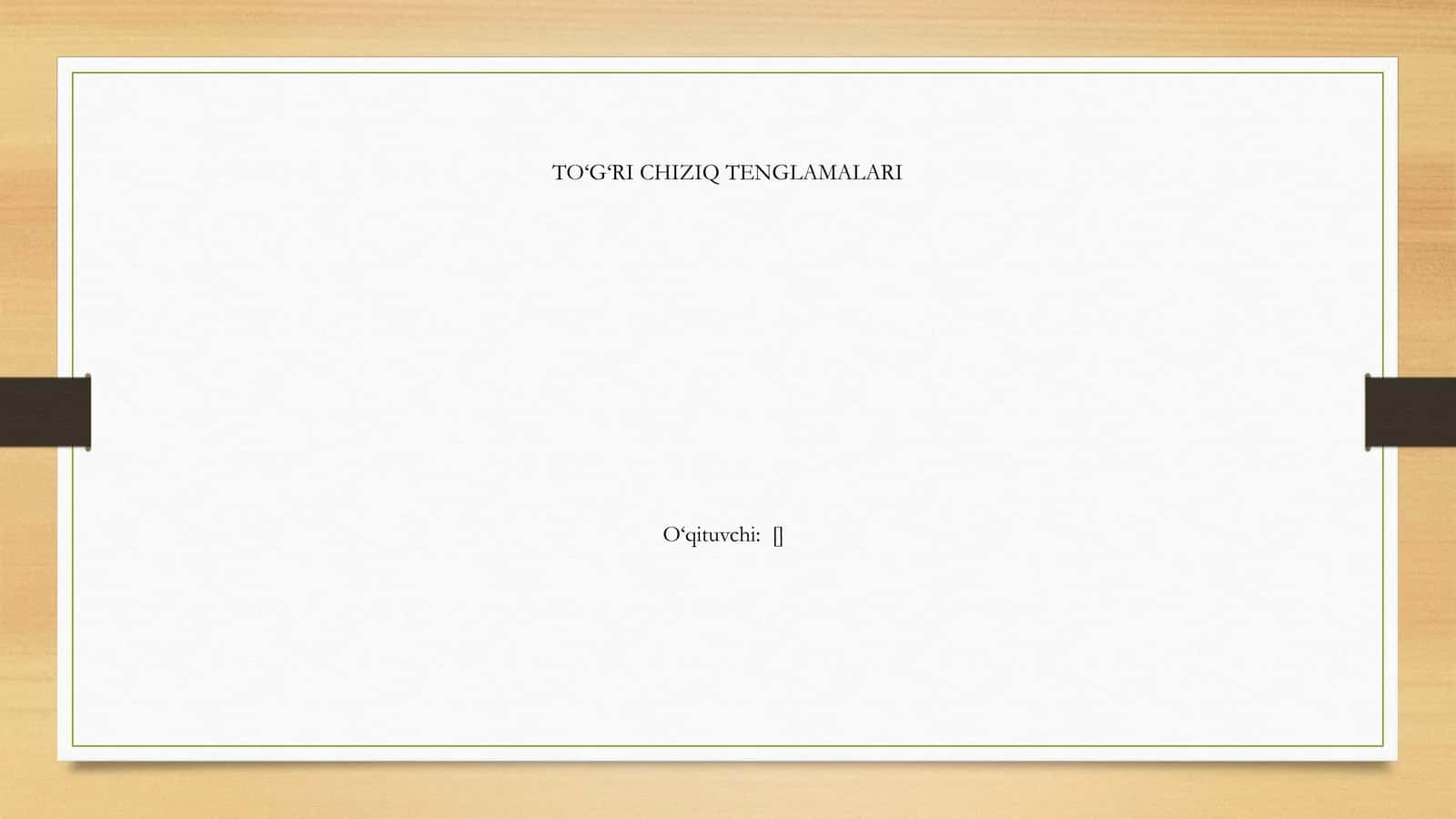 To‘g‘ri Chiziq Tenglamalari