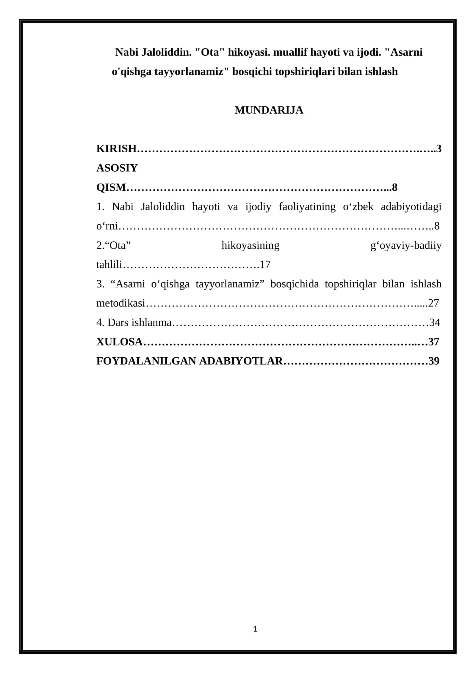 Nabi Jaloliddin. "Ota" hikoyasi. muallif hayoti va ijodi. "Asarni o'qishga tayyorlanamiz" bosqichi topshiriqlari bilan ishlash