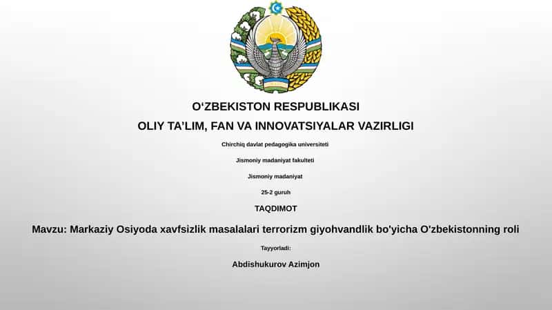 Markaziy Osiyoda xavfsizlik masalalari