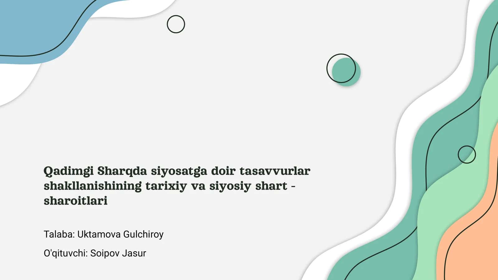 Qadimgi Sharqda siyosatga doir tasavvurlar shakllanishining tarixiy va siyosiy shart - sharoitlari