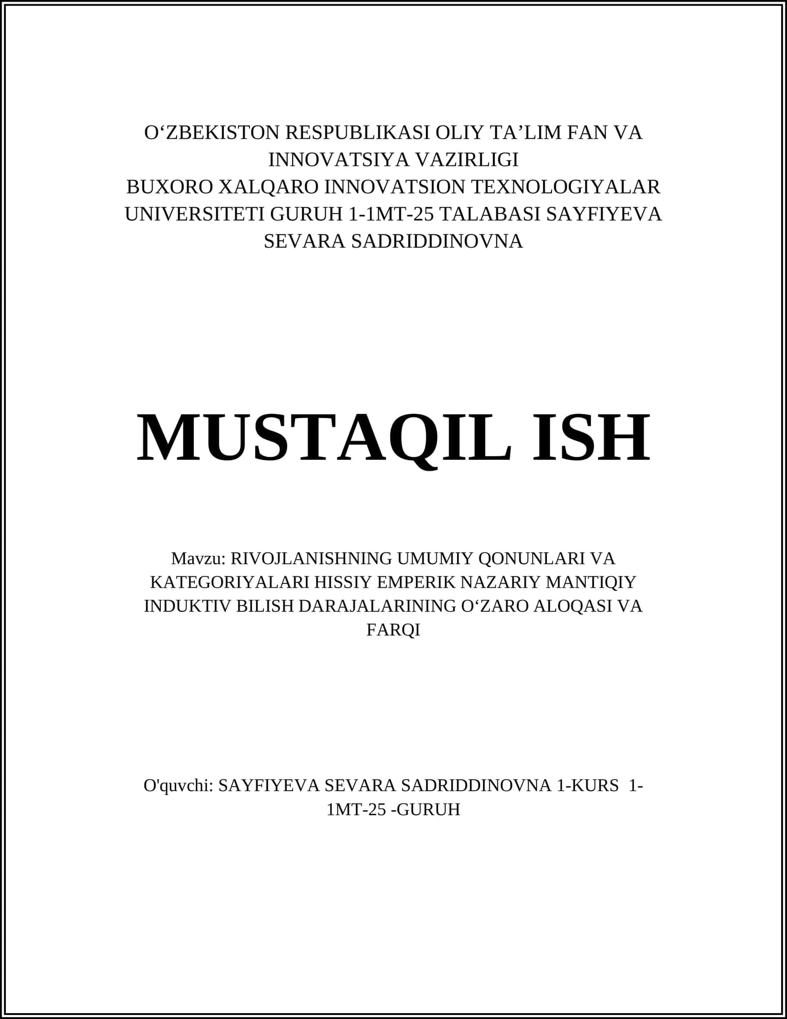 Rivojlanishning Umumiy Qonunlari: Natzriy-Kontseptual Tahlil