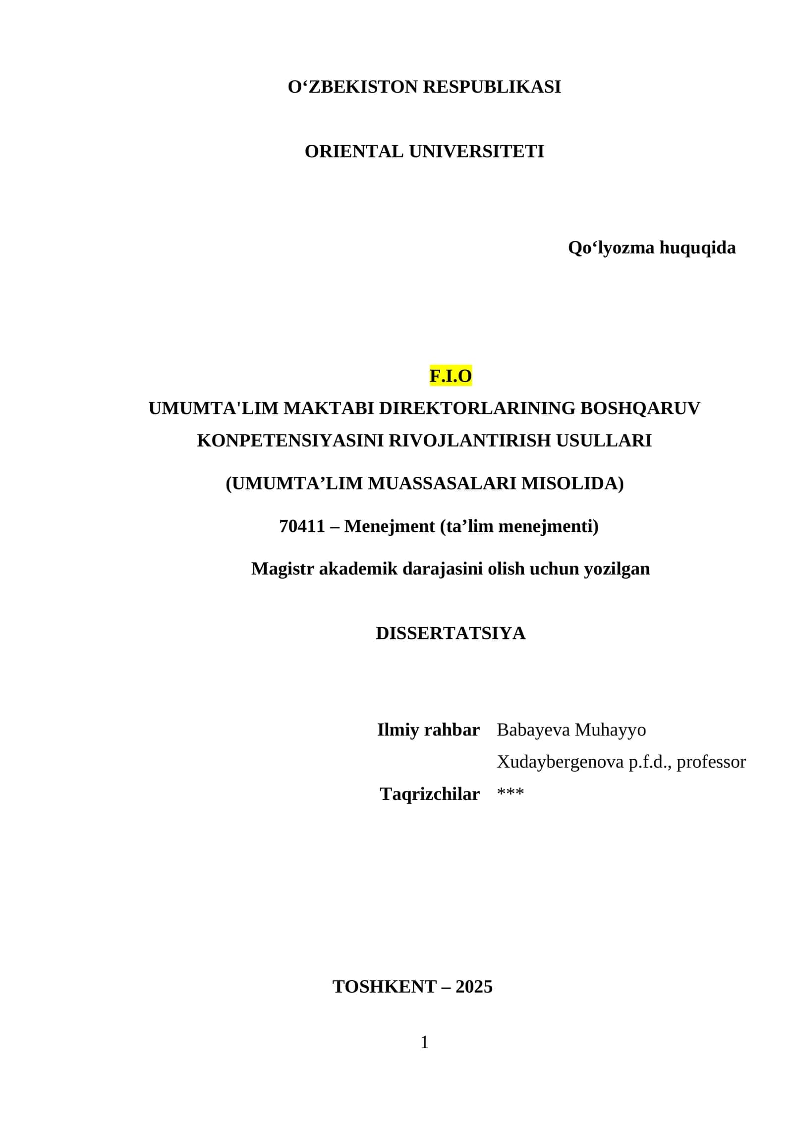 UMUMTA'LIM MAKTABI DIREKTORLARINING BOSHQARUV KONPETENSIYASINI RIVOJLANTIRISH USULLARI