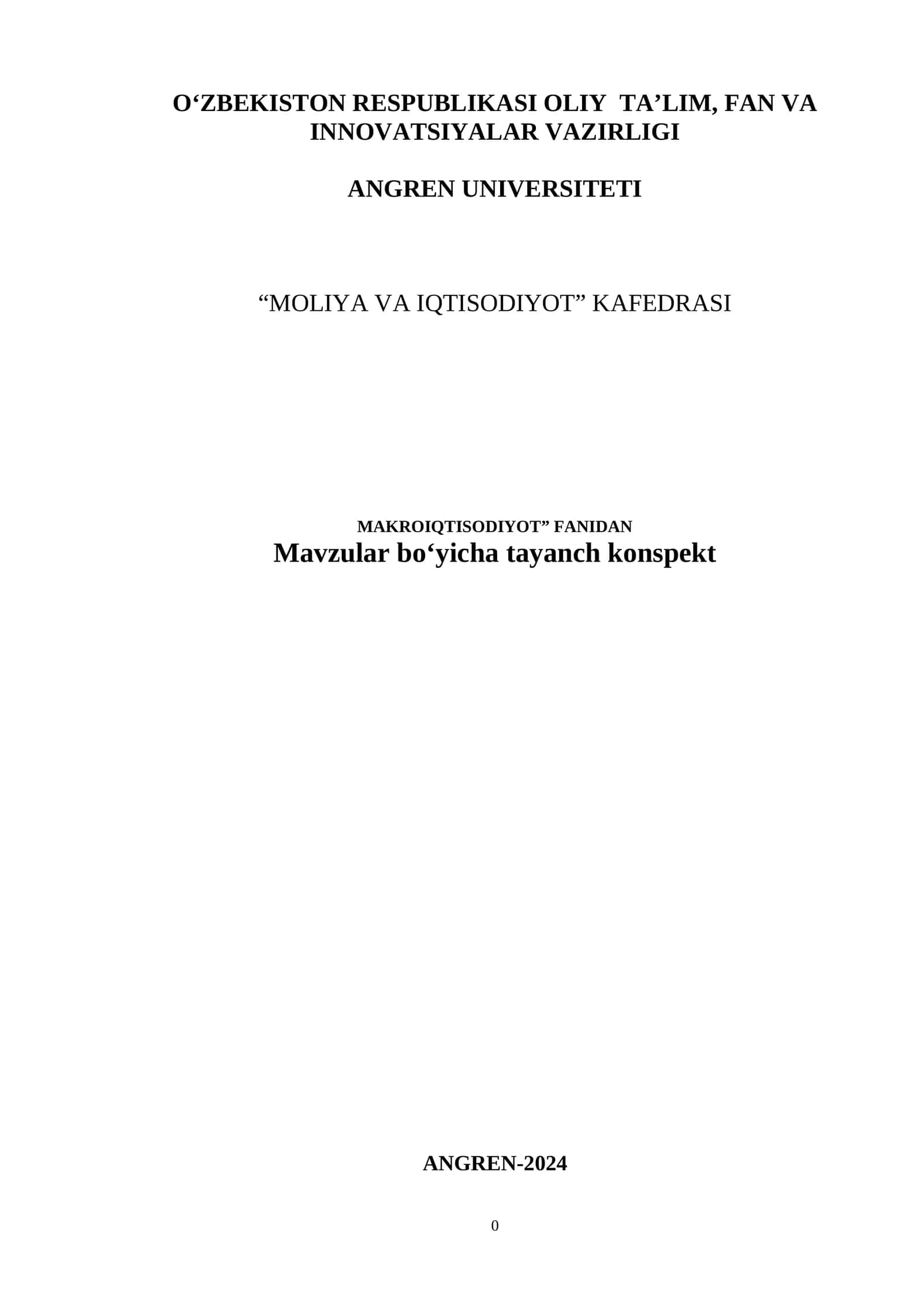 Makroiqtisodiyotga kirish