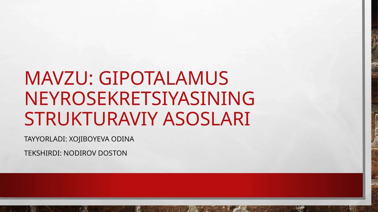 Gipotalamus neyrosekretsiyasining strukturaviy asoslari