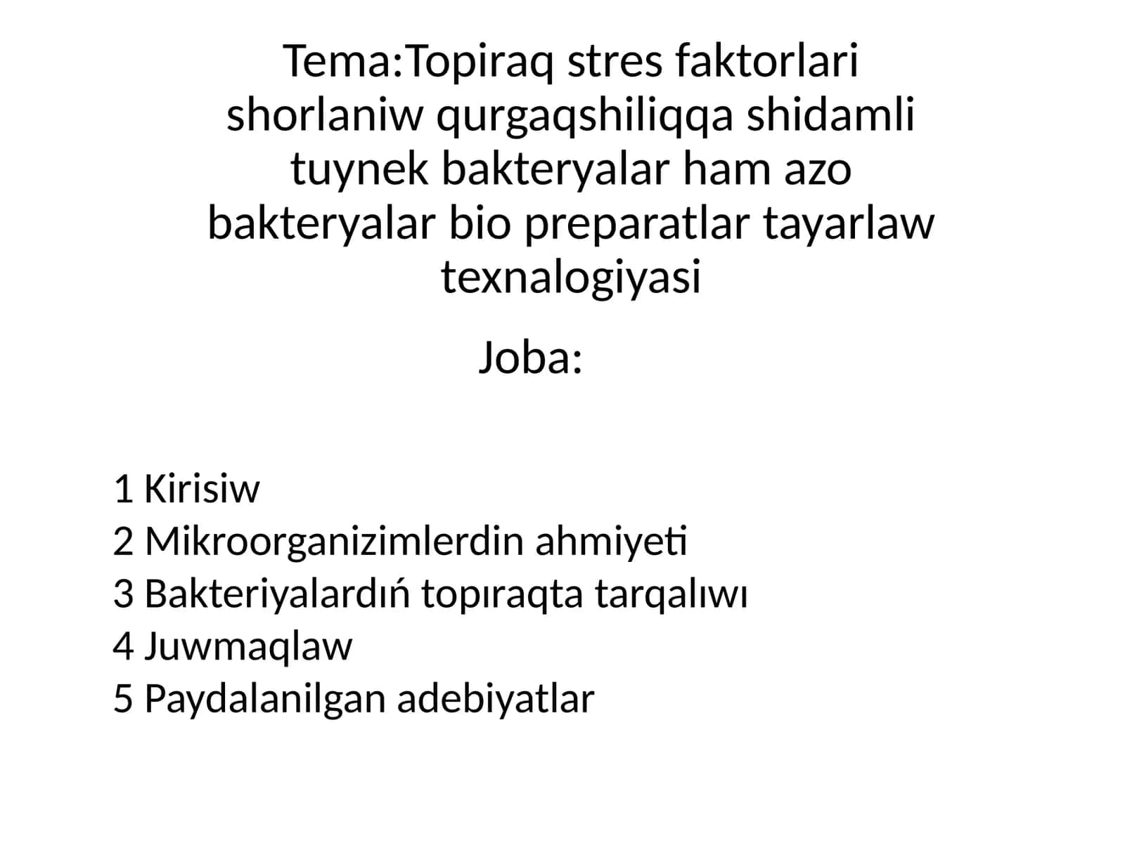 Topiraq stresfaktorlari shorlaniw qurgaqshiliqqa