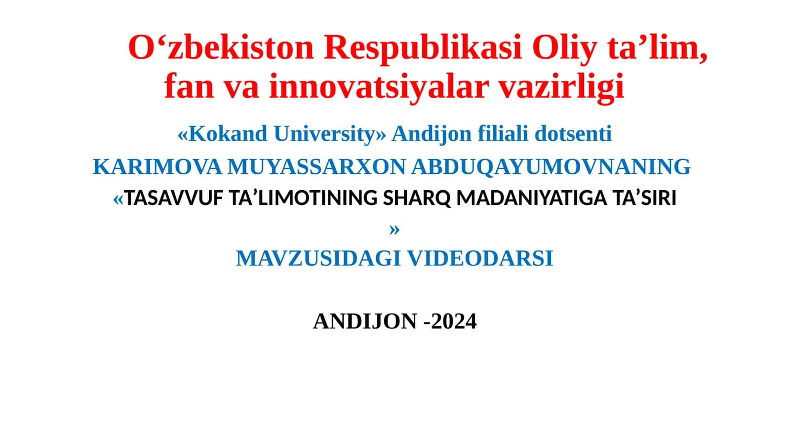 TASAVVUFTAʼLIMOTININGSHARQ MADANIYATIGA TA’SIRI