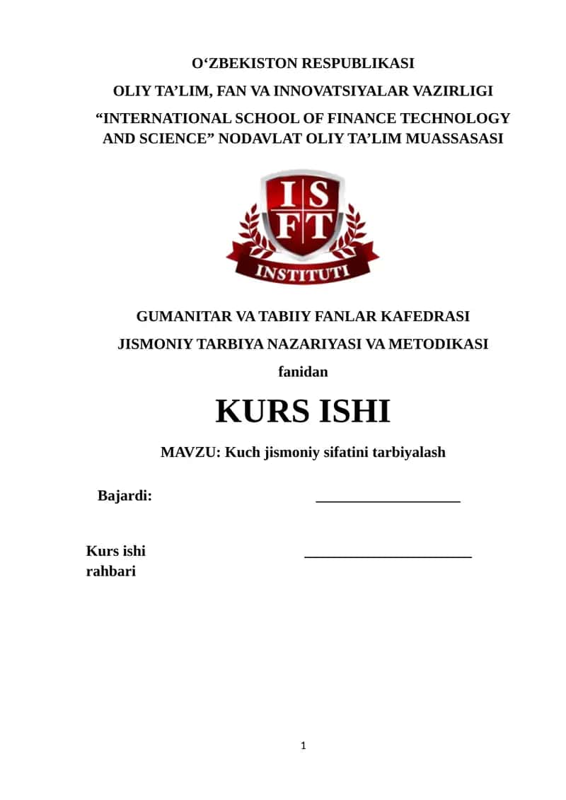 Kuch jismoniy sifatini tarbiyalash
