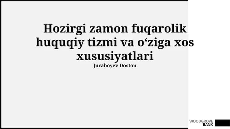 Zamonaviy Fuqarolik Huquqiy Tizimi