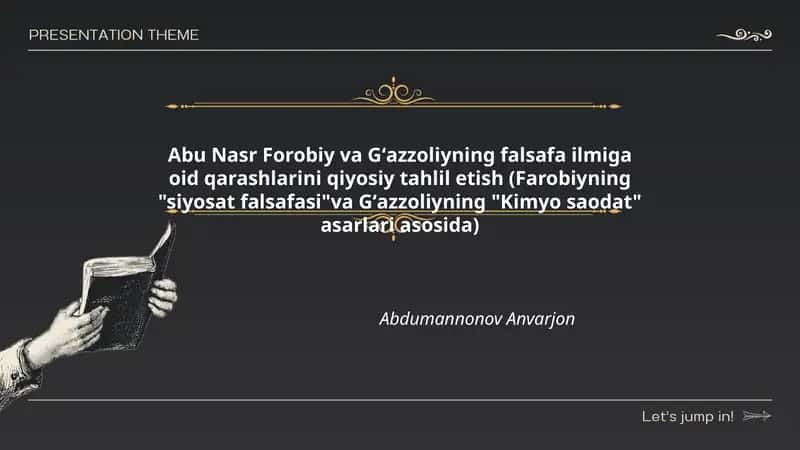 Abu Nasr Forobiy va Gʻazzoliyning falsafa ilmiga oid qarashlarini qiyosiy tahlil etish