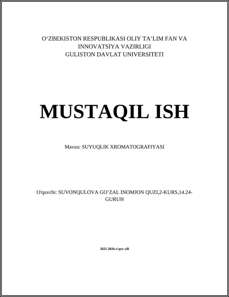 SUYUQLIK XROMATOGRAFIYASI