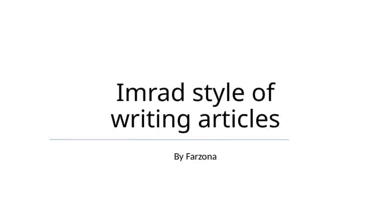 Imrad style of writing articles