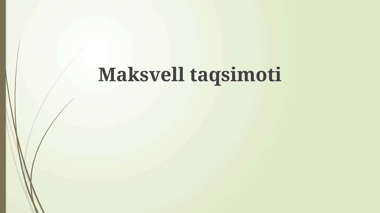 Maksvell taqsimoti