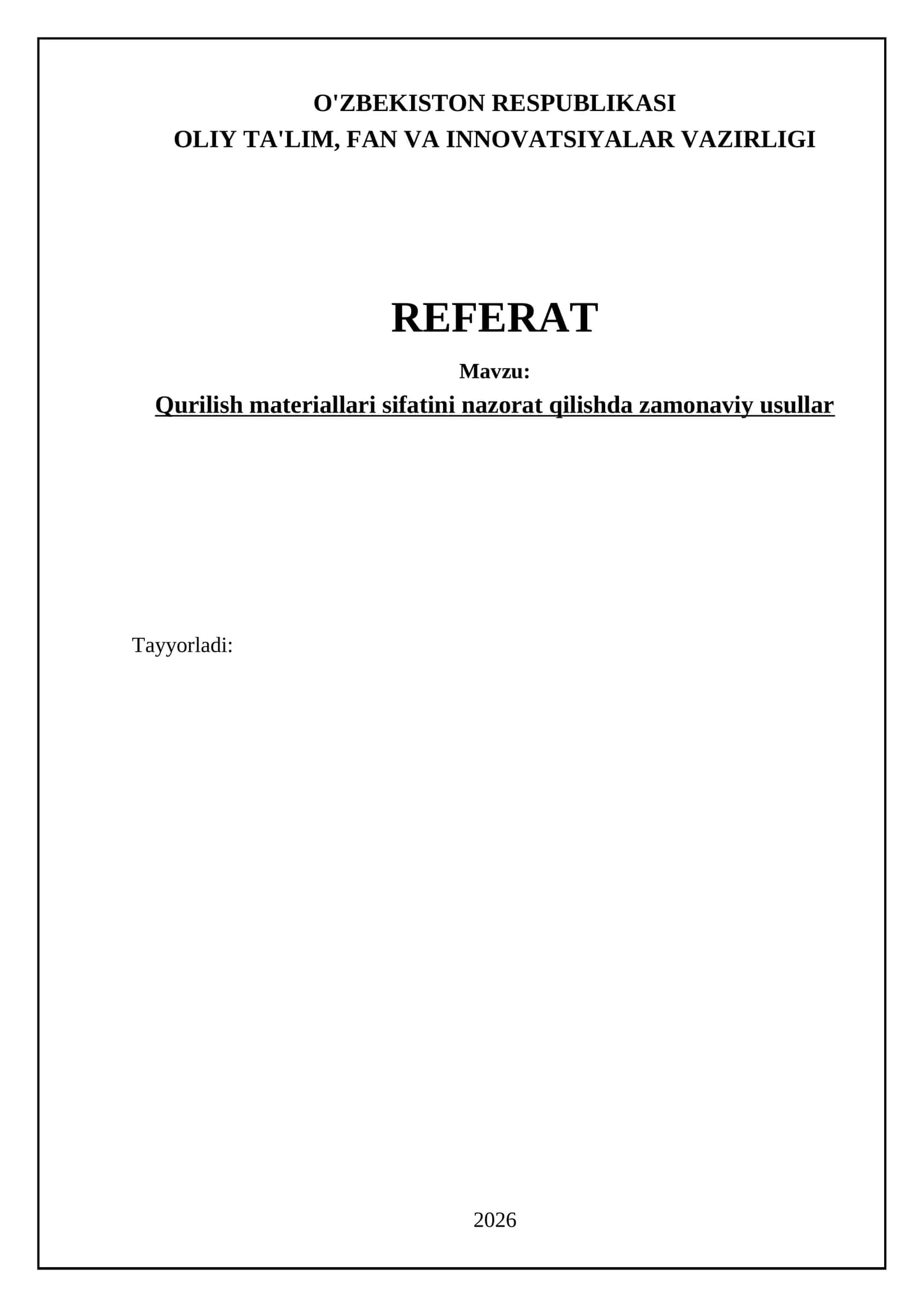Qurilish materiallari sifatini baholash mezonlari