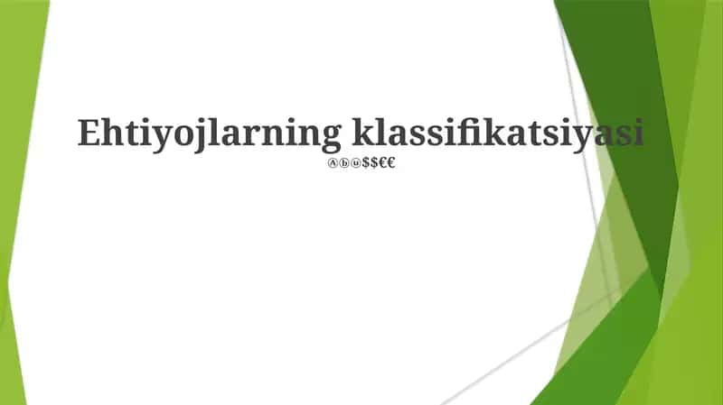 Ehtiyojlarning klassifikatsiyasi