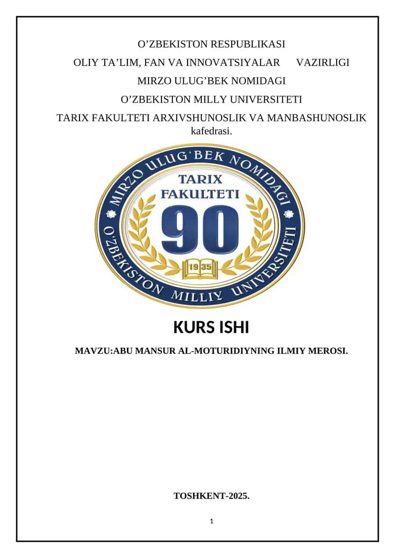 ABU MANSUR AL-MOTURIDIYNING ILMIY MEROSI.