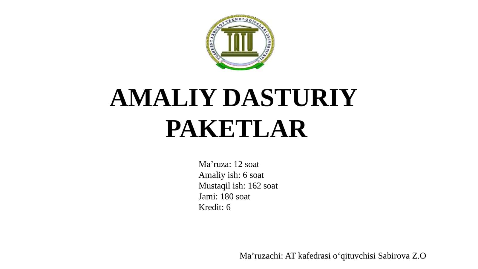 AMALIY DASTURIY PAKETLAR