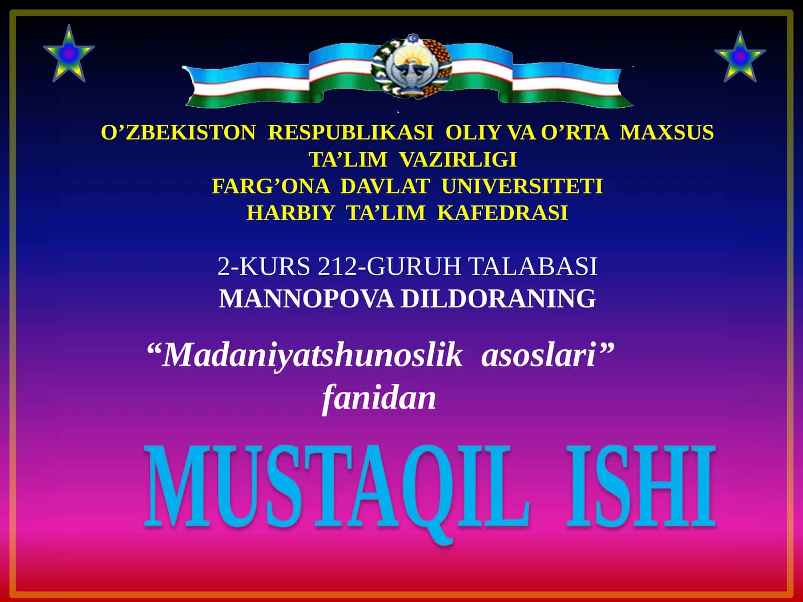Madaniyatshunoslik asoslari