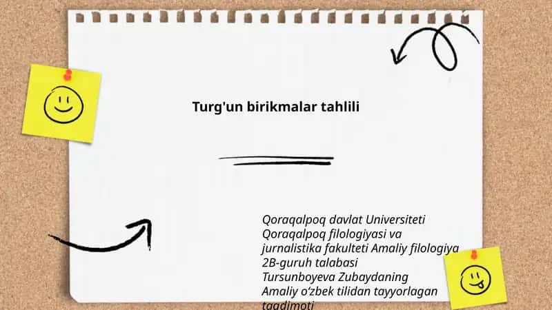 Turg'un birikmalar tahlili