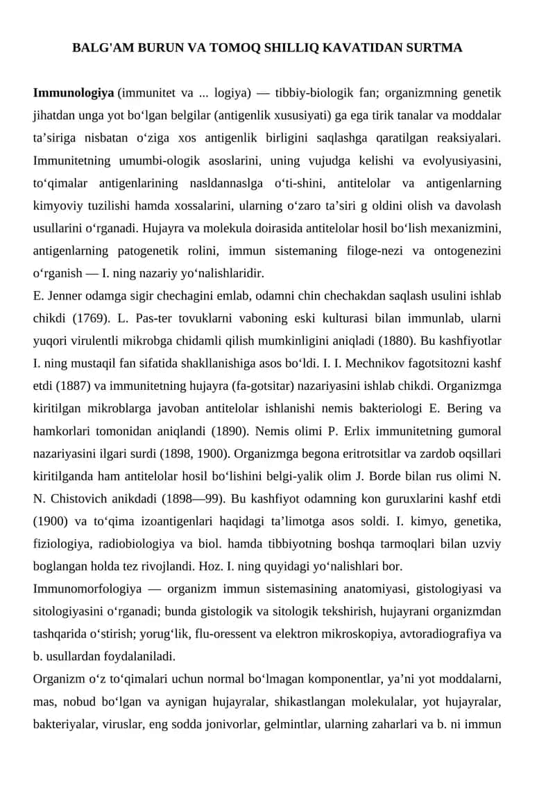 Immunologiya (Immunitet va... logiya)