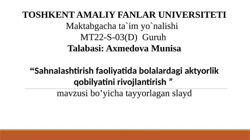 Sahnalashtirish faoliyatida bolalardagi aktyorlik qobilyatini rivojlantirish .pptx