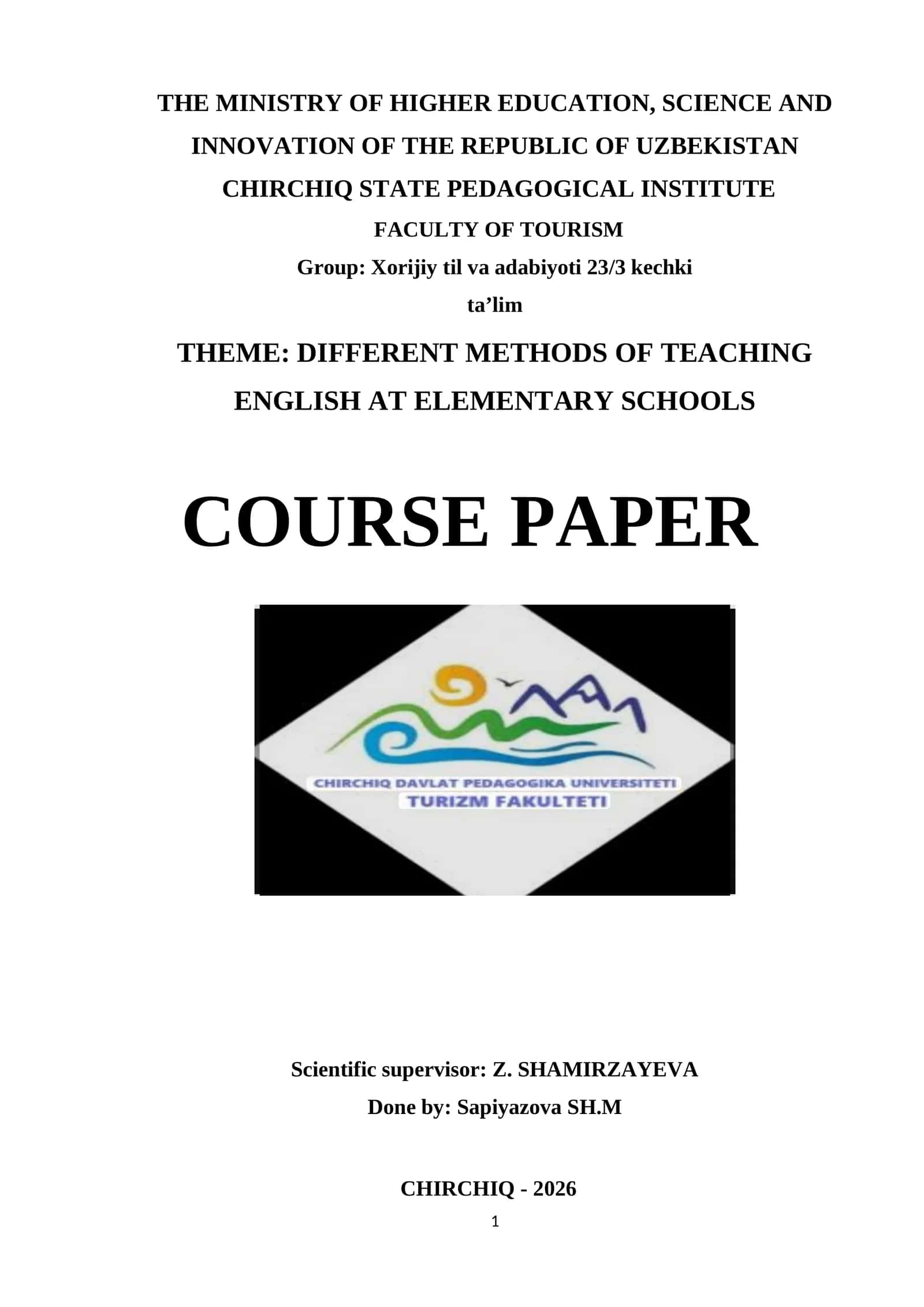 DIFFERENT METHODS OF TEACHING ENGLISH AT ELEMENTARY SCHOOLS