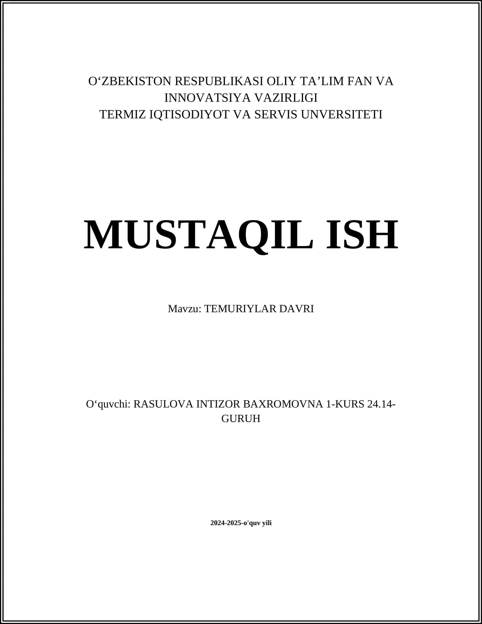 TEMURIYLAR DAVRI