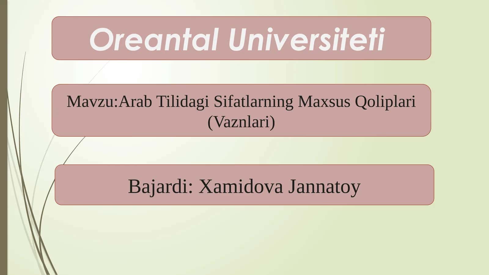 Arab Tilidagi Sifatlarning Maxsus Qoliplari (Vaznlari)