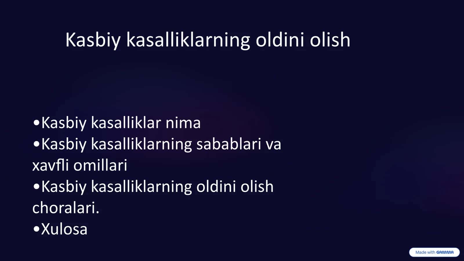 Kasbiy kasalliklarning oldini olish