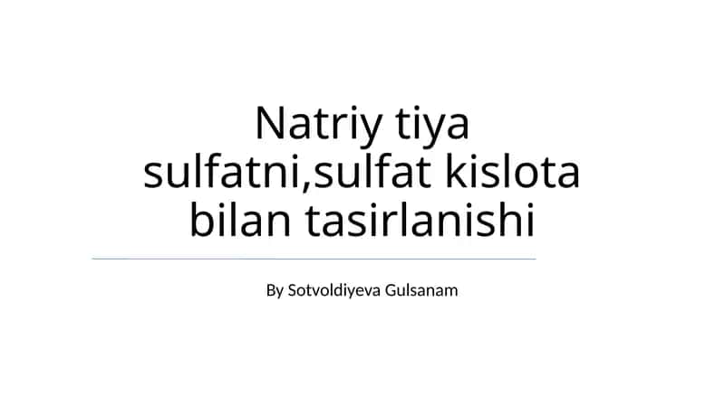 Natriy tiya sulfatni,sulfat kislota bilan tasirlanishi