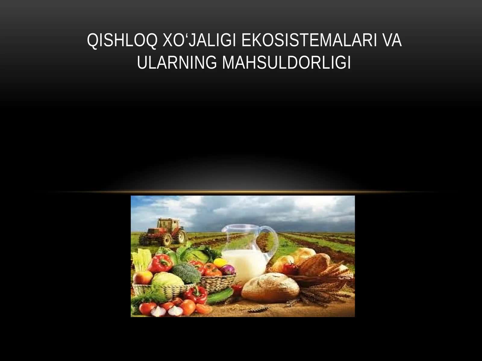 QISHLOQ XO‘JALIGI EKOSISTEMALARI VA ULARNING MAHSULDORLIGI