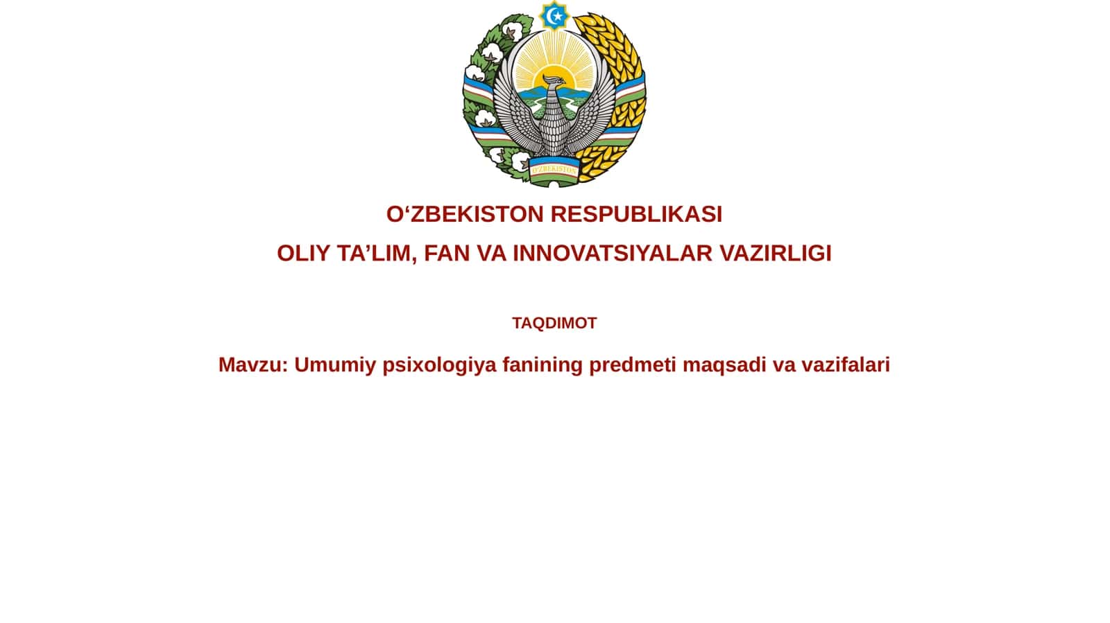 Umumiypsihologiyafaniningpredmetimaqsadivavazifalari