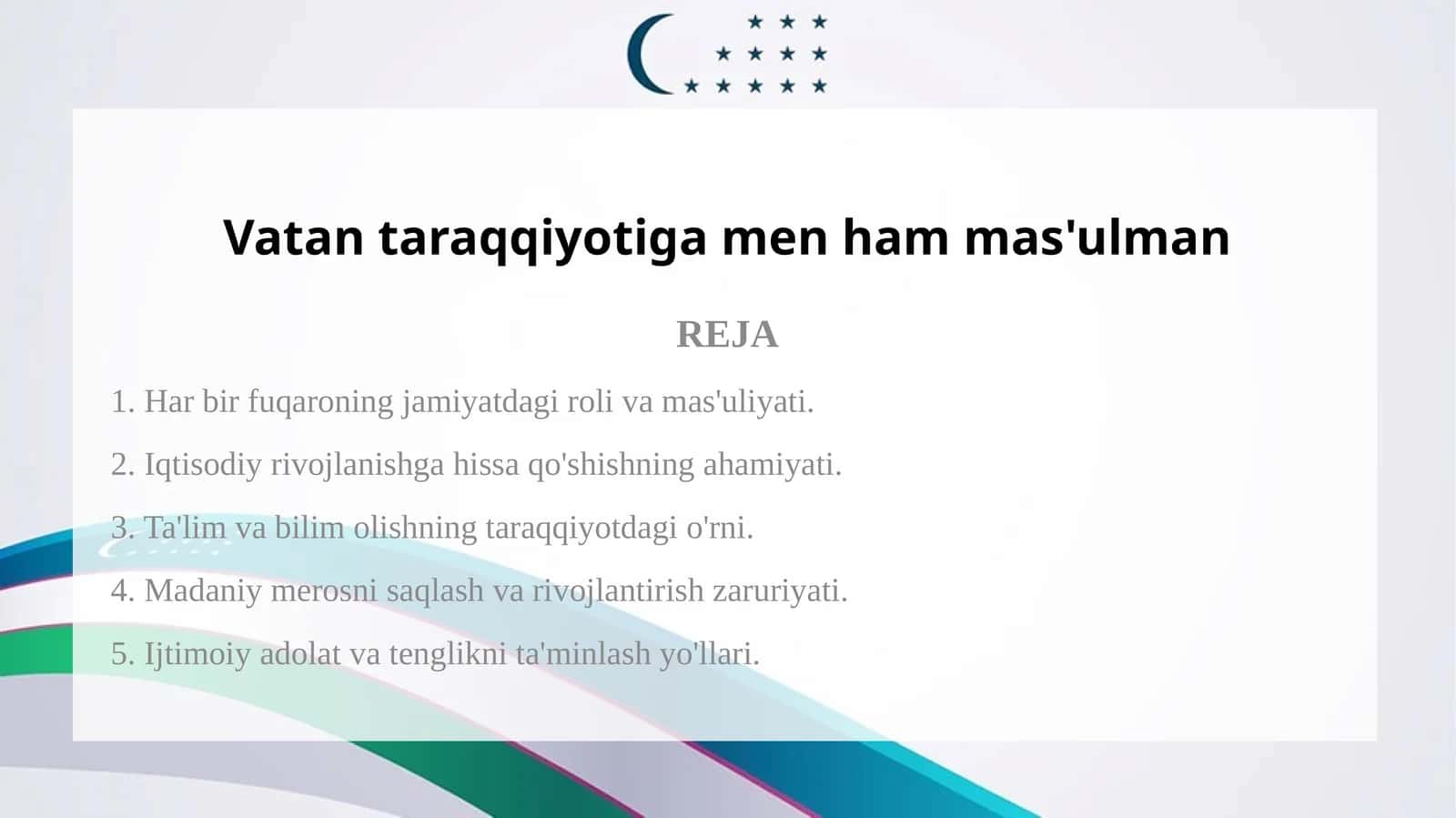 Vatan taraqqiyotiga men ham mas'ulman