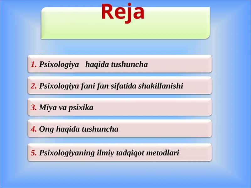 Psixologiya fanining predmeti