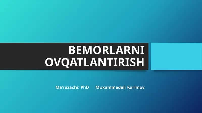 BEMORLARNI OVQATLANTIRISH