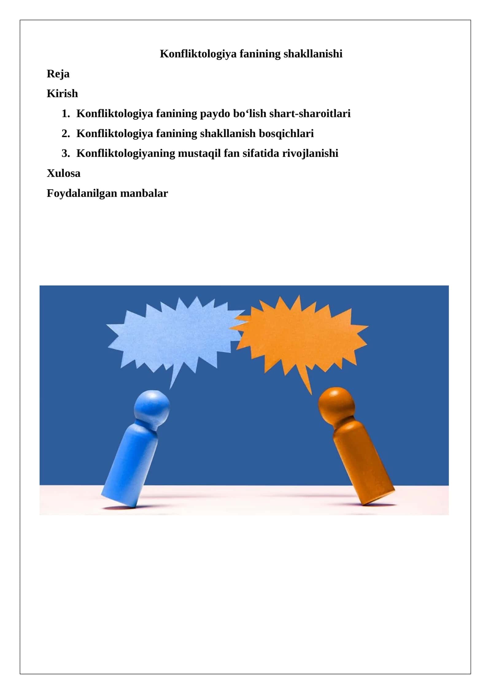 Konfliktologiya fanining shakllanishi
