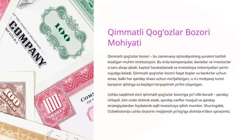 Qimmatli Qogʻozlar Bozori Mohiyati