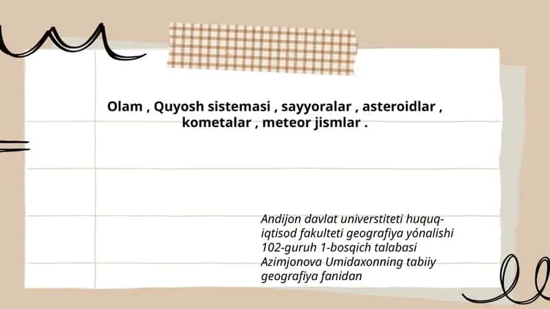 Geografiya fanidan mustaqil ish