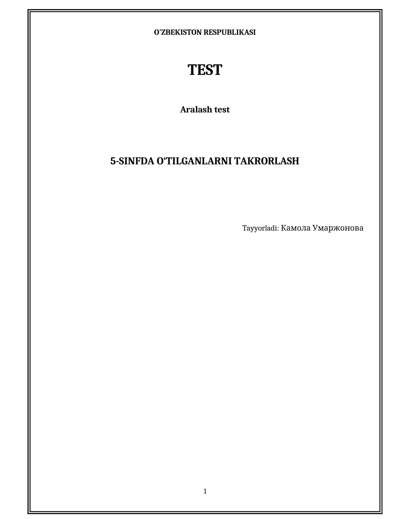 5-sinfda o‘tilganlarni takrorlash