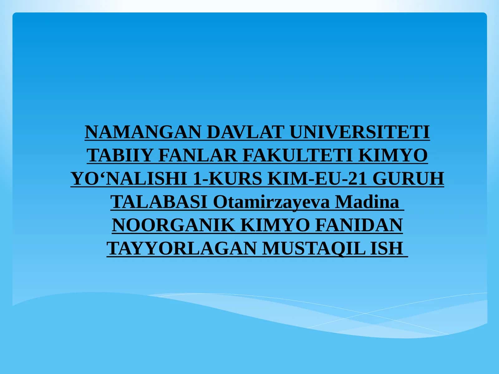 NOORGANIK KIMYO FANI