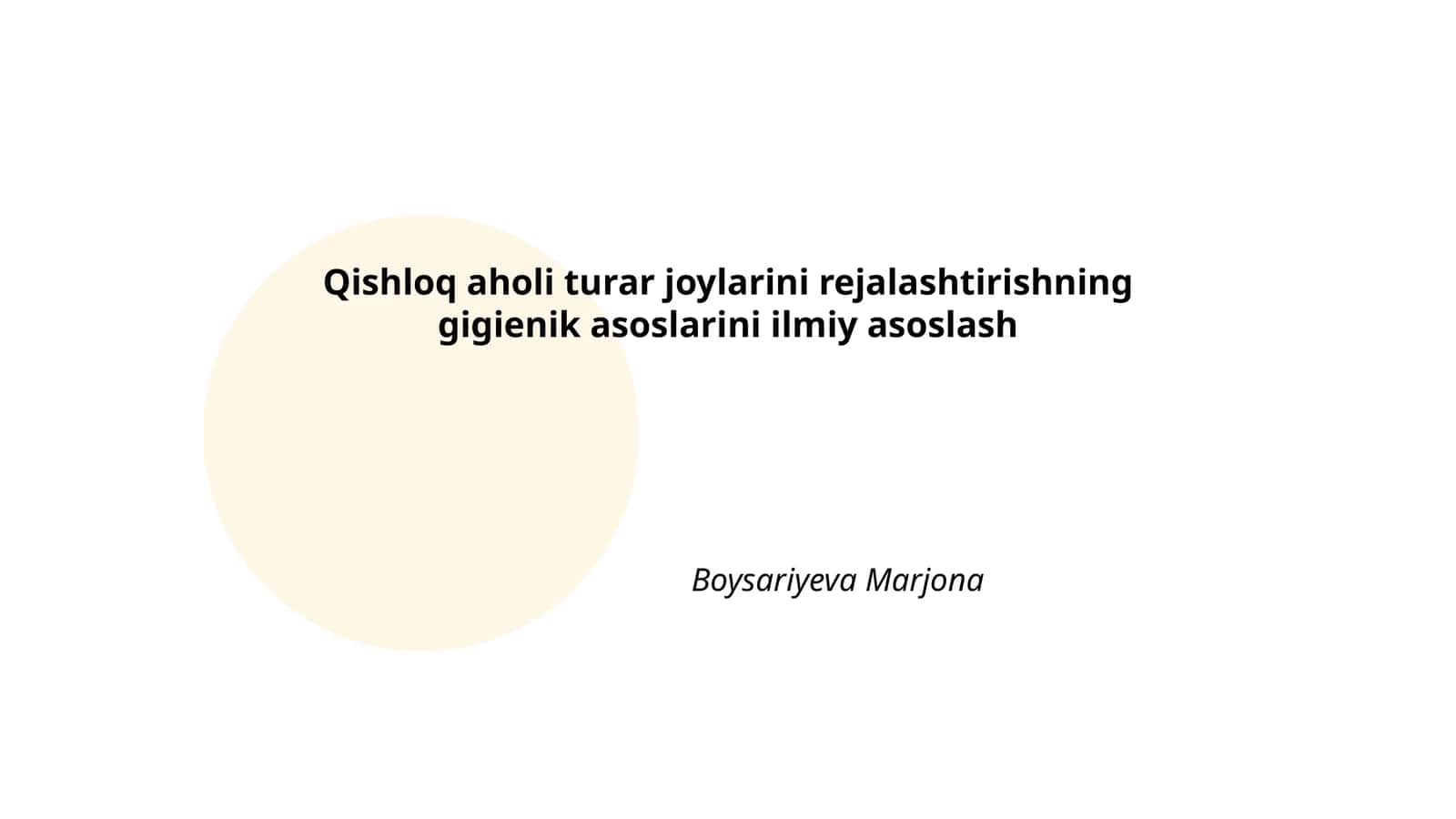 Qishloq aholi turar joylarini rejalashtirish