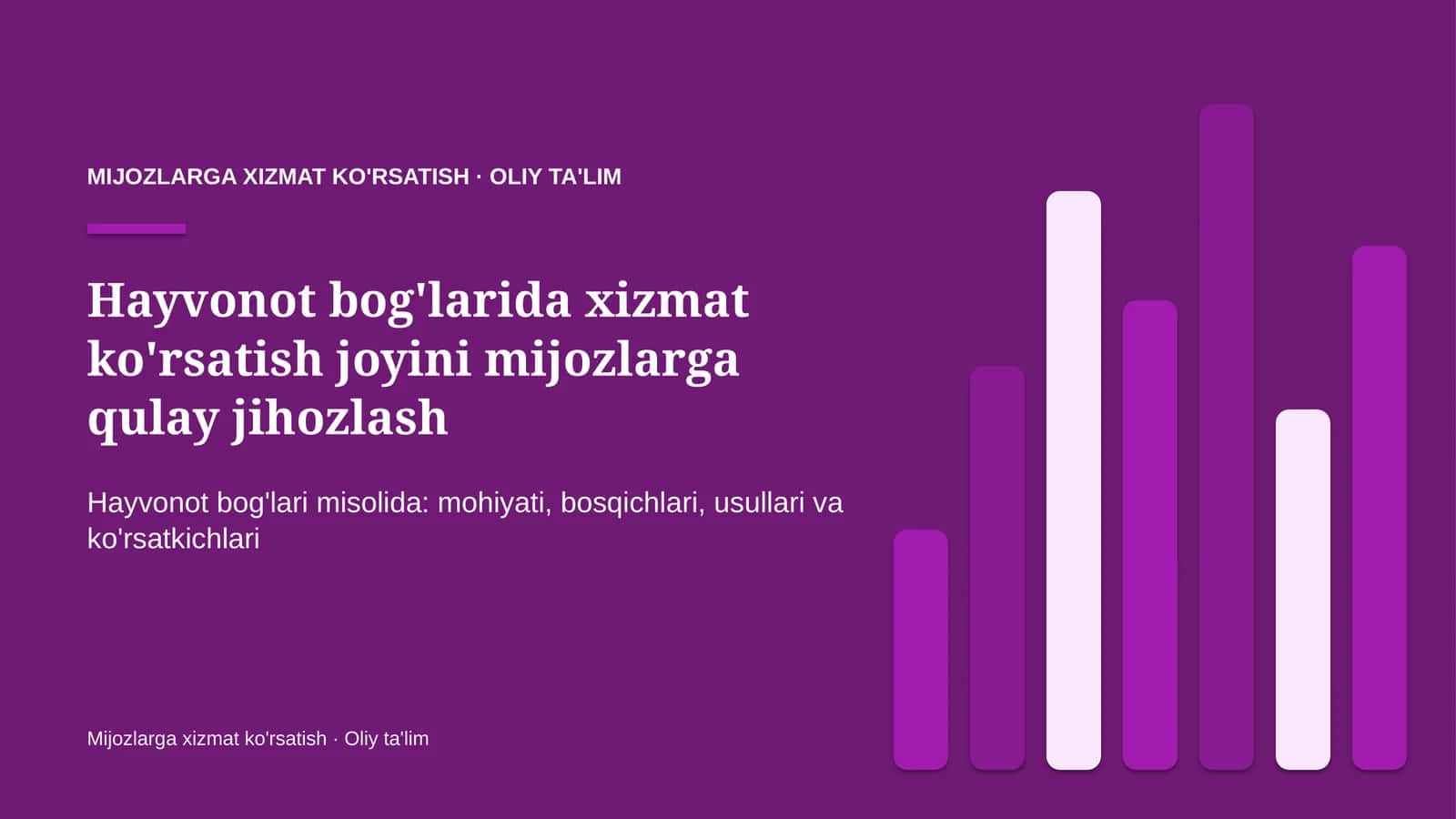 Hayvonot bog'larida xizmat ko'rsatish joyini mijozlarga qulay jihozlash