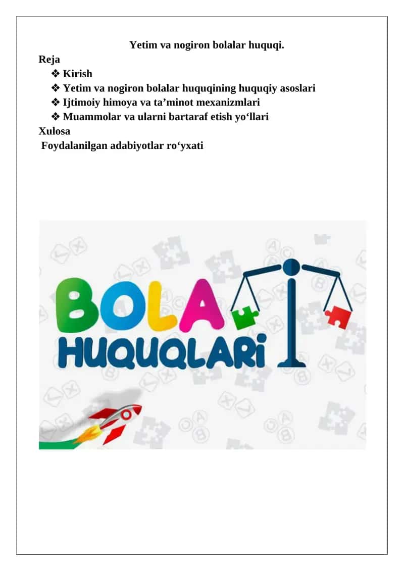 Yetim va nogiron bolalar huquqi