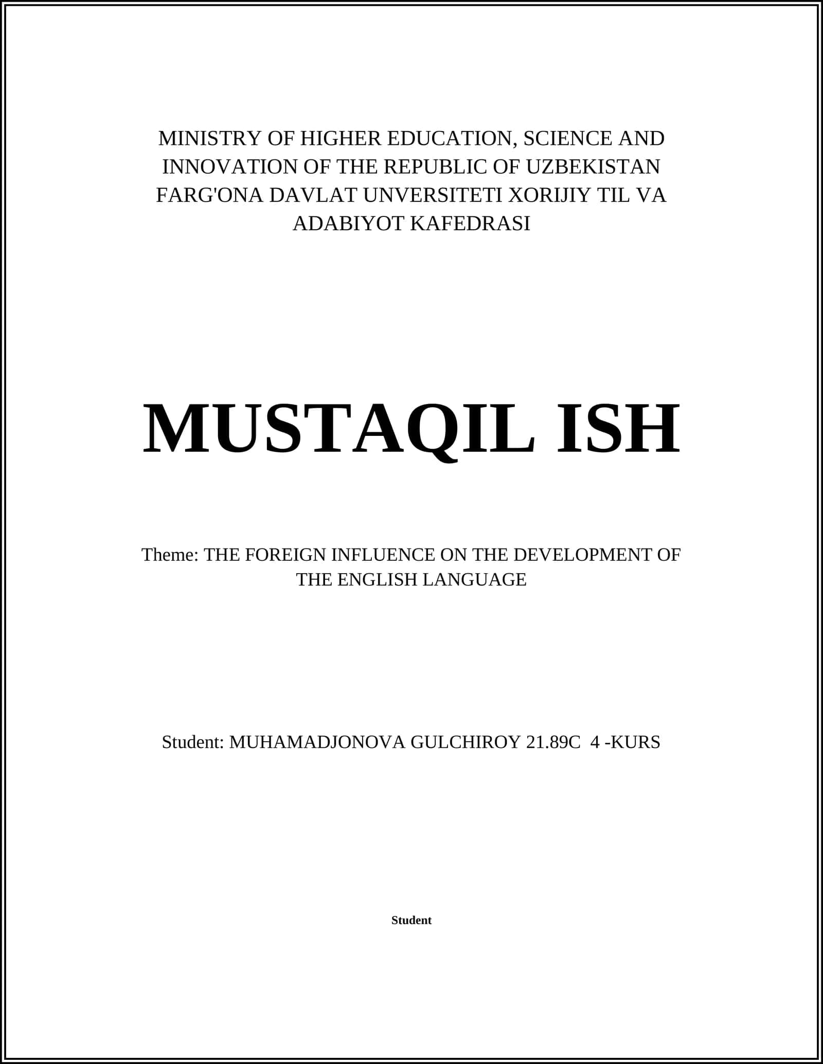Foreign Influence on the Development of the English Language