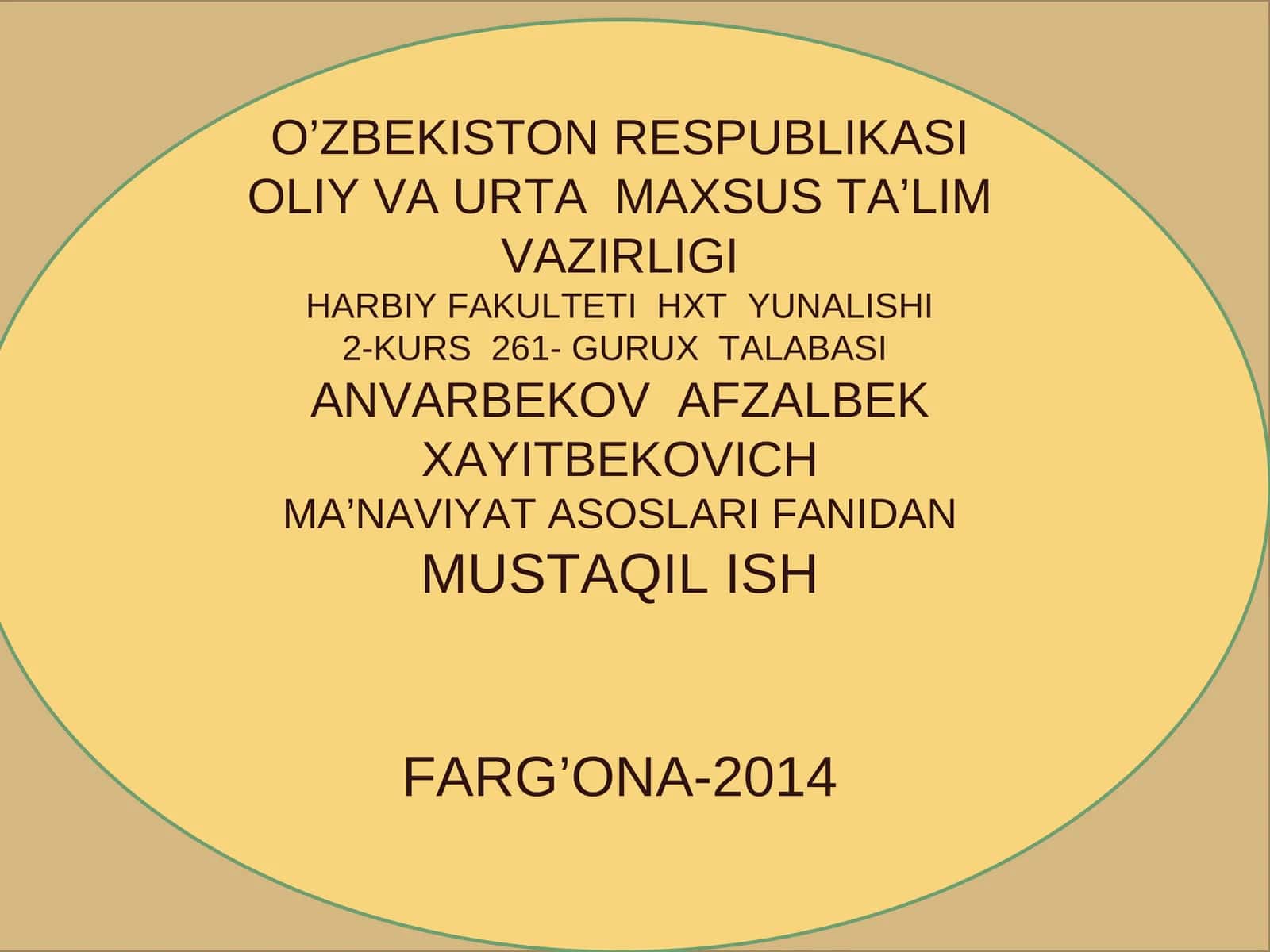 Markazi osiyoda tarqalgan tasavvuf Tariqatidagi ma’naviy kamolotdagi urni
