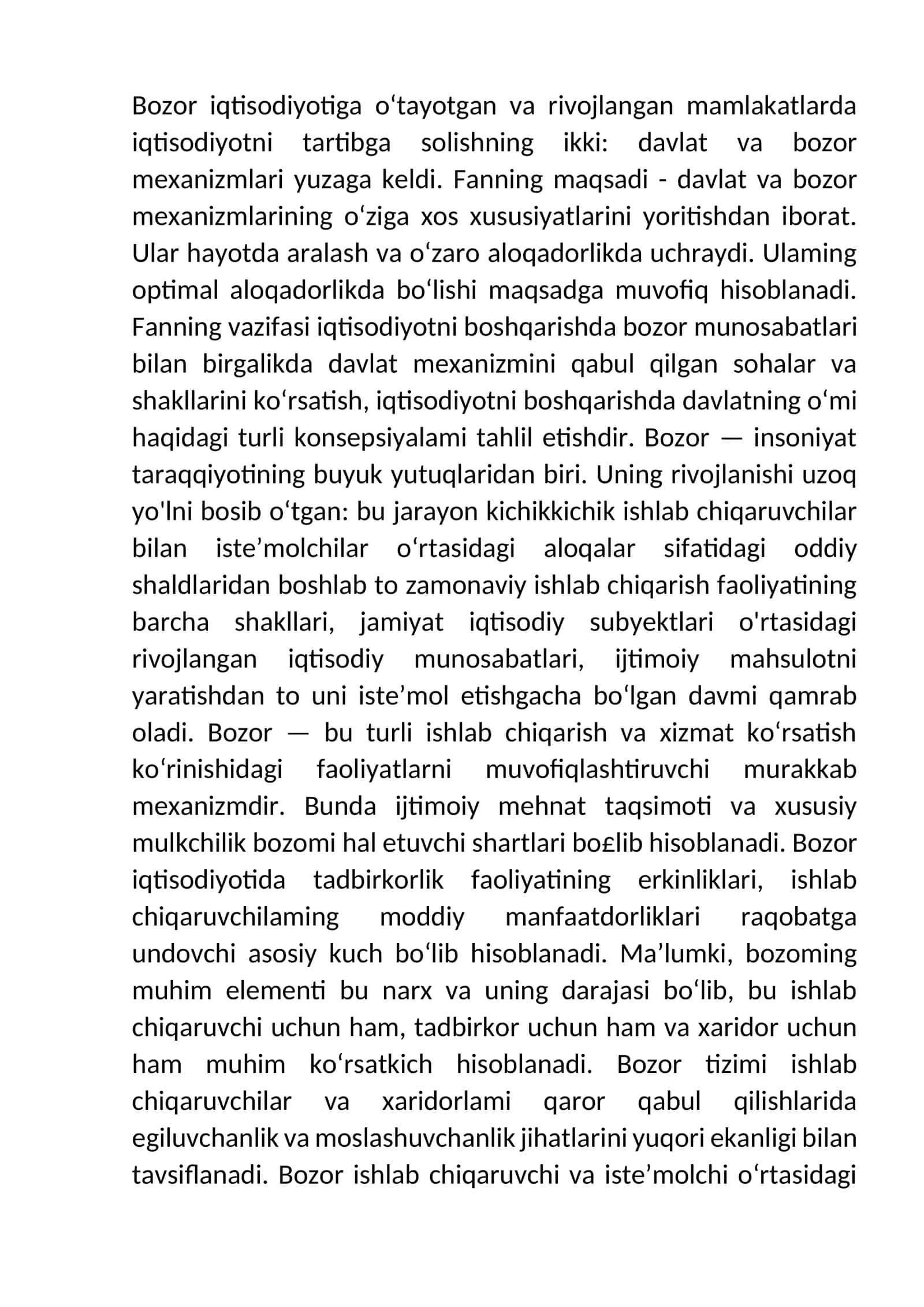 Bozor iqtisodiyoti
